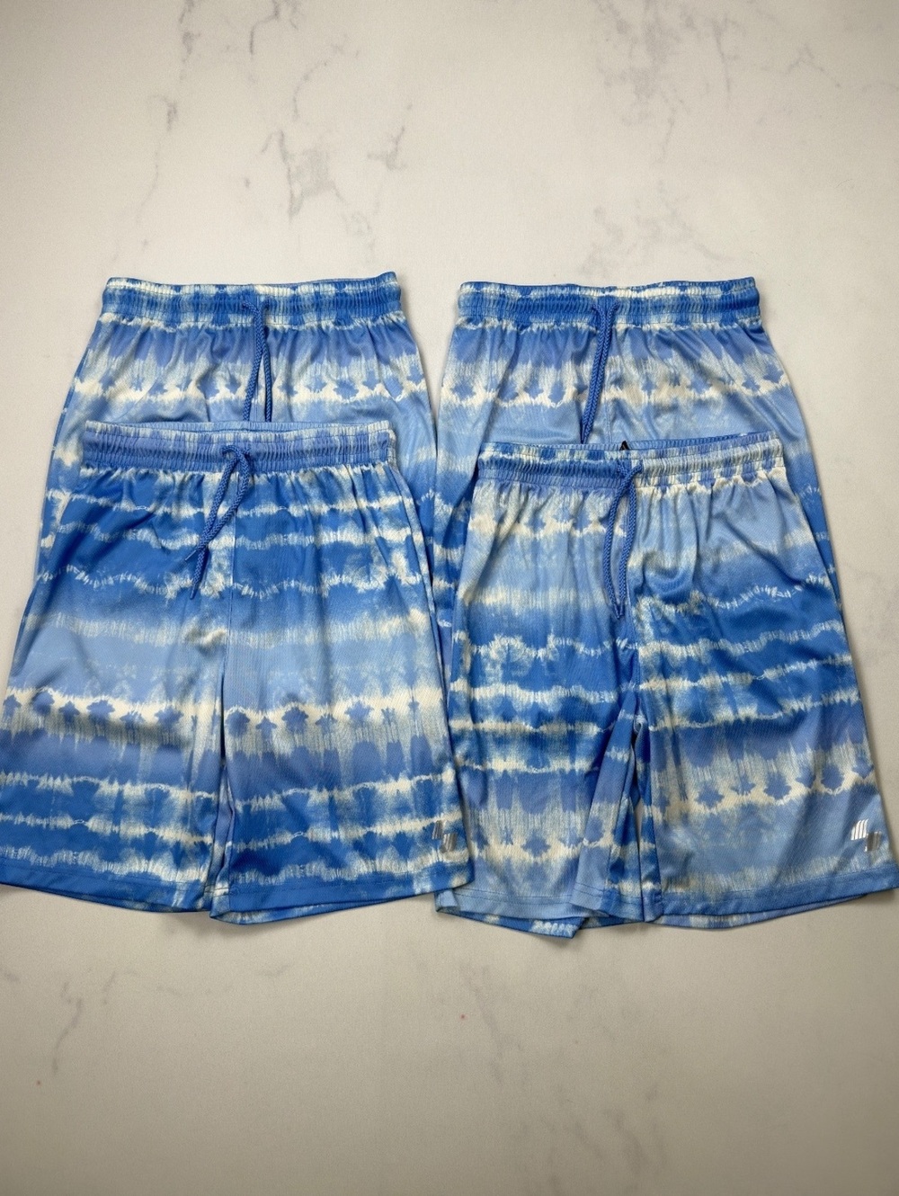 Children's Place Sport Athletic Shorts Light Blue Tie Dye Lot of 4 - Boys L